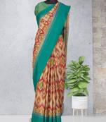 Multicolor printed pochampally saree with blouse