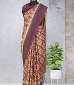 Multicolor printed pochampally saree with blouse