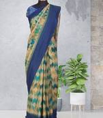 Multicolor printed pochampally saree with blouse