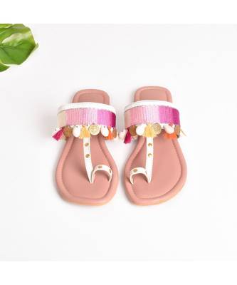 Pink Ombre Embroidered Kolhapuri Flats 2