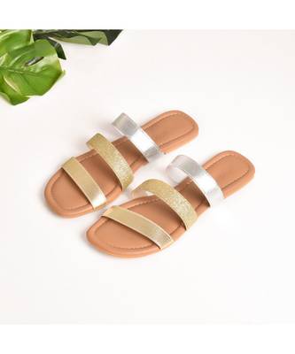 Glitterati Triple Strap Flats 1