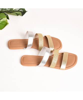 Glitterati Triple Strap Flats 2