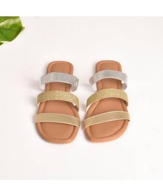 Glitterati Triple Strap Flats 3