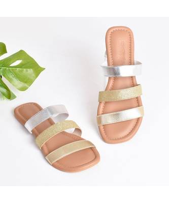 Glitterati Triple Strap Flats 4