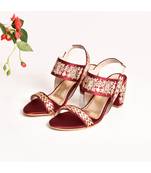Maroon & Gold Embroidered Heels