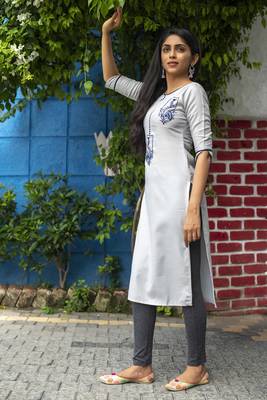 Sky blue embroidered cotton silk embroidered-kurtis 2