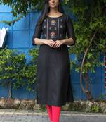 Black embroidered cotton silk embroidered-kurtis