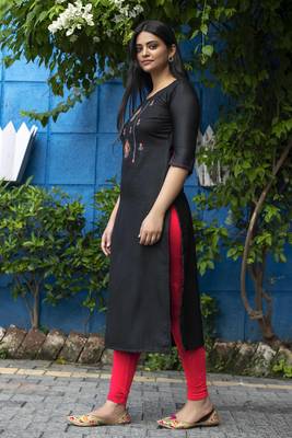 Black embroidered cotton silk embroidered-kurtis 2