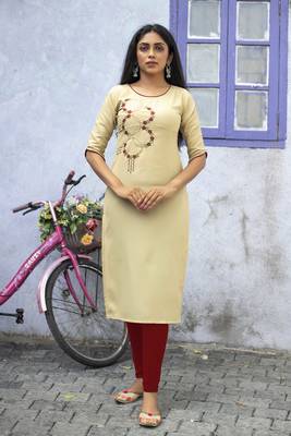 Cream embroidered cotton silk embroidered-kurtis 1