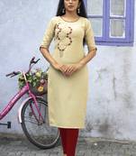 Cream embroidered cotton silk embroidered-kurtis
