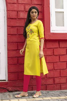 Lime embroidered cotton silk embroidered-kurtis 2
