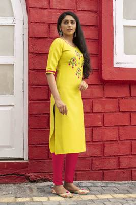 Lime embroidered cotton silk embroidered-kurtis 3