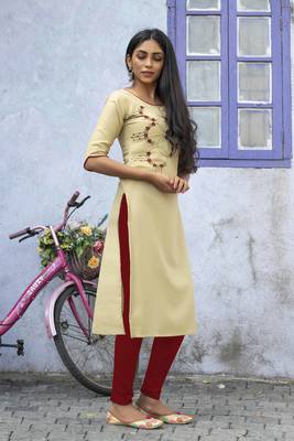 Cream embroidered cotton silk embroidered-kurtis 3