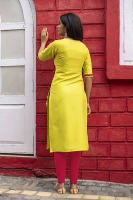 Lime embroidered cotton silk embroidered-kurtis 4