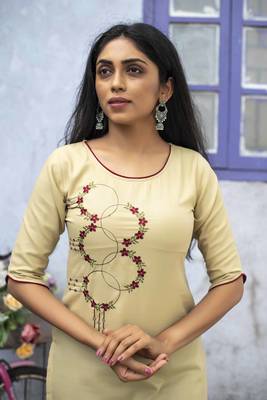 Cream embroidered cotton silk embroidered-kurtis 5