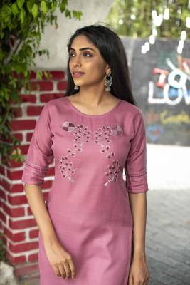Pink embroidered cotton silk embroidered-kurtis 5