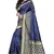 Blue printed art silk saree with blouse