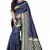 Blue printed art silk saree with blouse