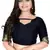 Black printed art silk saree with blouse