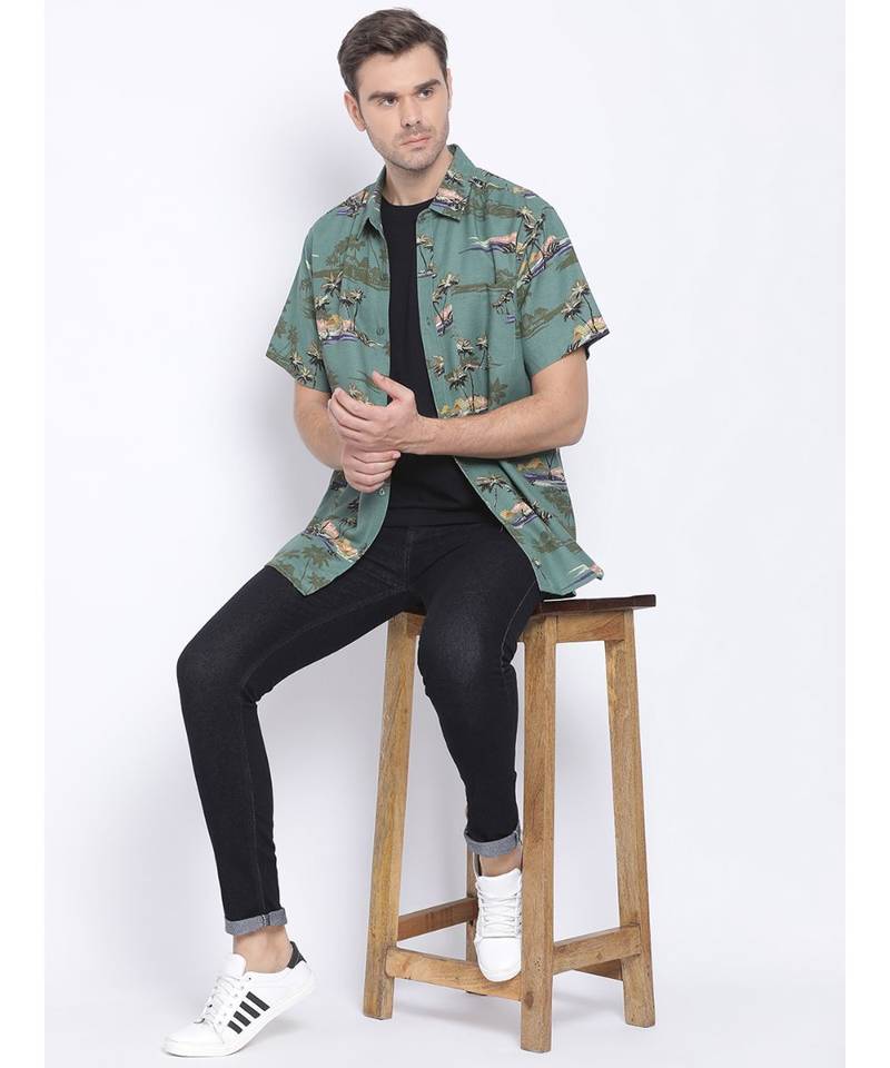 Graphic Lowly Doner Men   s Linen Blend  Shirt