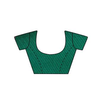 Dark green woven banarasi saree with blouse 3