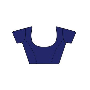 Navy blue woven banarasi saree with blouse 3