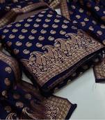 Navy-blue jacquard chanderi salwar
