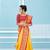 Yellow woven banarasi silk saree with blouse