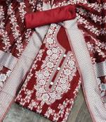 Red jacquard cotton silk salwar