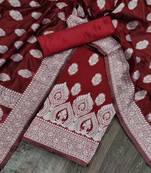 Red jacquard cotton silk salwar