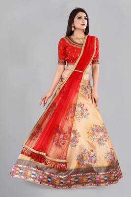 Red printed lehenga choli 1