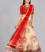 Red printed lehenga choli