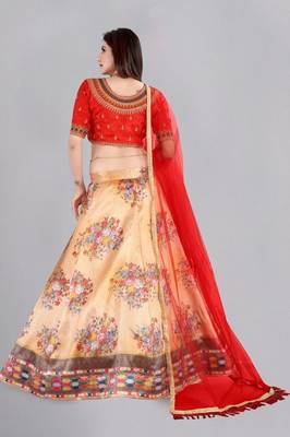 Red printed lehenga choli 2