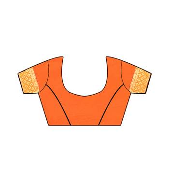 Orange printed georgette saree with blouse 5