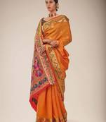 Yellow woven silk saree with blouse