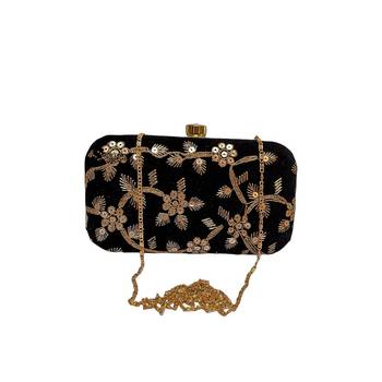Shoptory India Embroidered Casual Ethnic Sling Bag For Women's Clutch Handpurse Black 1