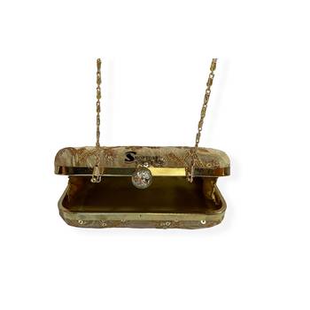 Shoptory India Embroidered Casual Ethnic Sling Bag For Women's Clutch Handpurse Gold 4