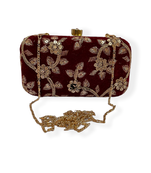 Shoptory India Embroidered Casual Ethnic Sling Bag For Women's Clutch Handpurse Maroon