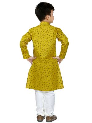 Green printed cotton boys-kurta-pyjama 2