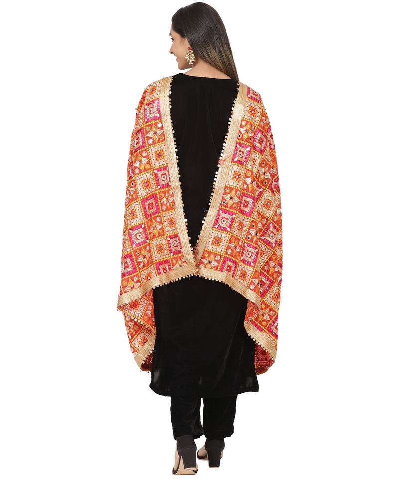 Black Velvet Zari Straight Kurti with Straight Pants and Phulkari Dupatta