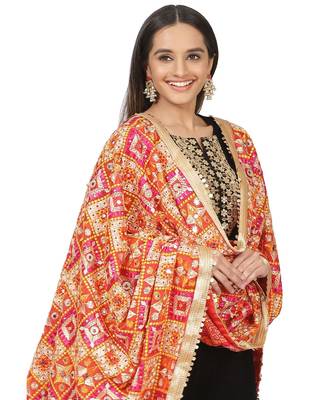 Black Velvet Zari Straight Kurti with Straight Pants and Phulkari Dupatta 4