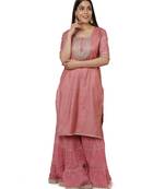 Onion Pink Short Gotta Kurti with Crushed Gathered Gotta Sharara