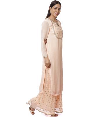 Peach Sequin Yoke Kurti with Sequence Palazzo 3