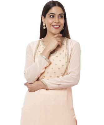 Peach Sequin Yoke Kurti with Sequence Palazzo 4