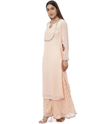 Peach Sequin Yoke Kurti with Sequence Palazzo 5
