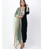 Green Festive Straight Kurti with Straight Pants and Pista Sequence Dupatta