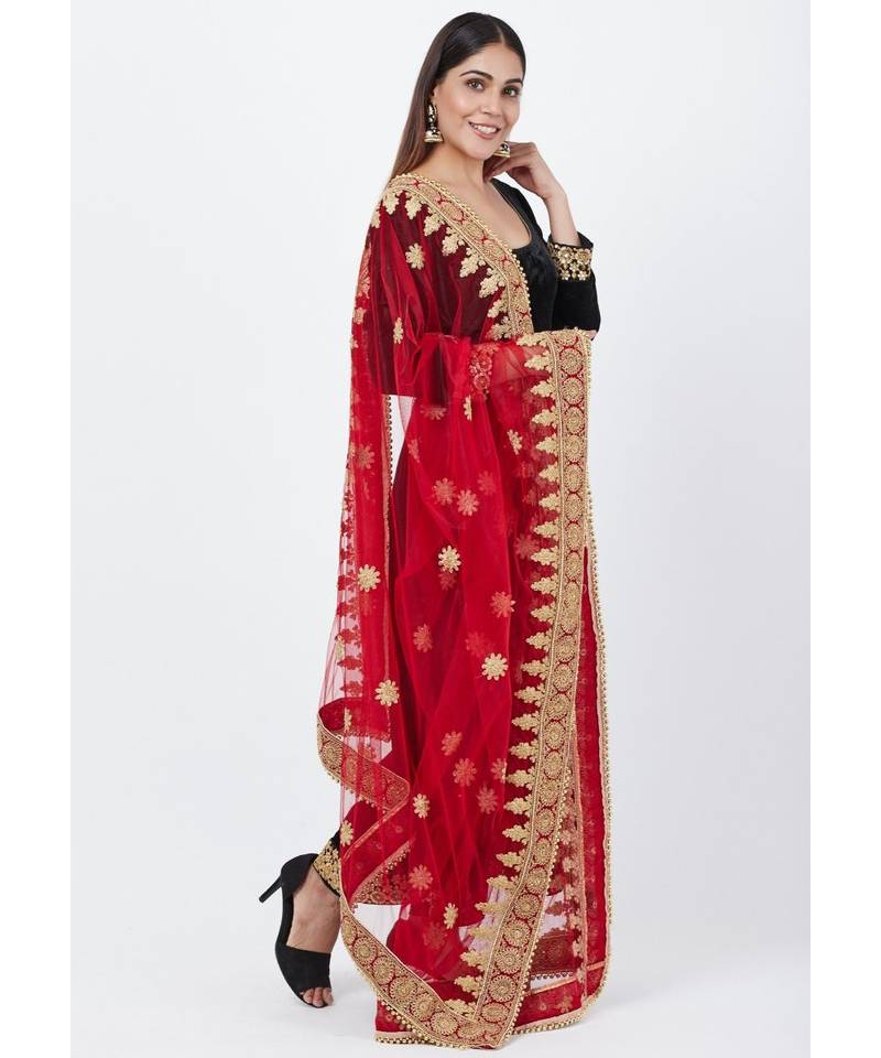 Black Velvet Border Anarkali with Churidar and Embroidered Net Dupatta