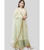 Ivory Pistachio Kurti with Kalidaar Palazzo and Net Dupatta