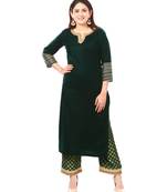 Forest Green Velvet Kurti with Straight Banarsi Palazzo