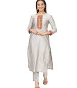 Gray Multi Colored  Straight Kurti with Straight Pants